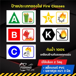 ป้ายประเภทของไฟ Fire Class ขนาด 30x15 cm. (กันน้ำ)