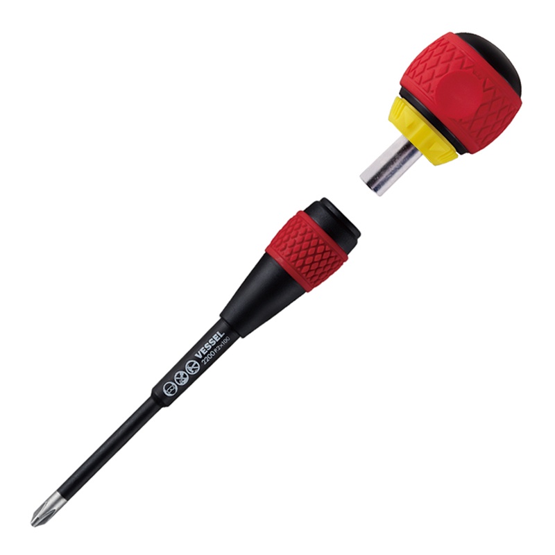 VESSEL Ball Grip Ratchet Screwdriver with Replaceable Shank No.2200