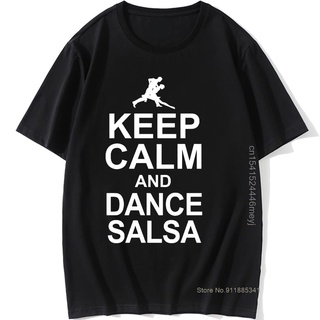 เสื้อยืดคอกลมcrew neckขายดี เสื้อยืด พิมพ์ลาย Keep Calm And Dance Salsa Evolution Camiseta 3D สําหรับผู้ชายS-4XL