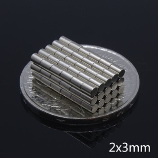 ฟรีค่าจัดส่ง 60ชิ้น แม่เหล็ก 2x3mm magnet Neodymium แม่เหล็กแรงสูงกลมแบนขนาด 2mm x 3mm จำนวน60ชิ้น