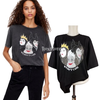 เสื้อยืดอินเทรนด์ผู้ชายอินเทรนด์ผู้หญิงDisney villians เสื้อยืดลําลอง แขนสั้น พิมพ์ลาย disney villians snow white pull a