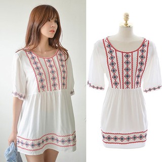 Cherry Dress (สินค้าพร้อมส่งค่ะ) เสื้อแฟชั่นเกาหลี ตัวยาว