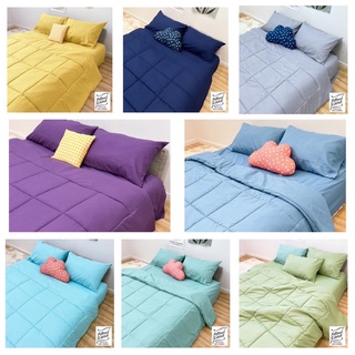 Pillow Land ครบชุด ชุดผ้าปูที่นอน+ผ้านวม  ผ้าcotton super soft  น่ารัก เนื้อนุ่ม สไตล์เกาหลี มินิมอล สีพื้น