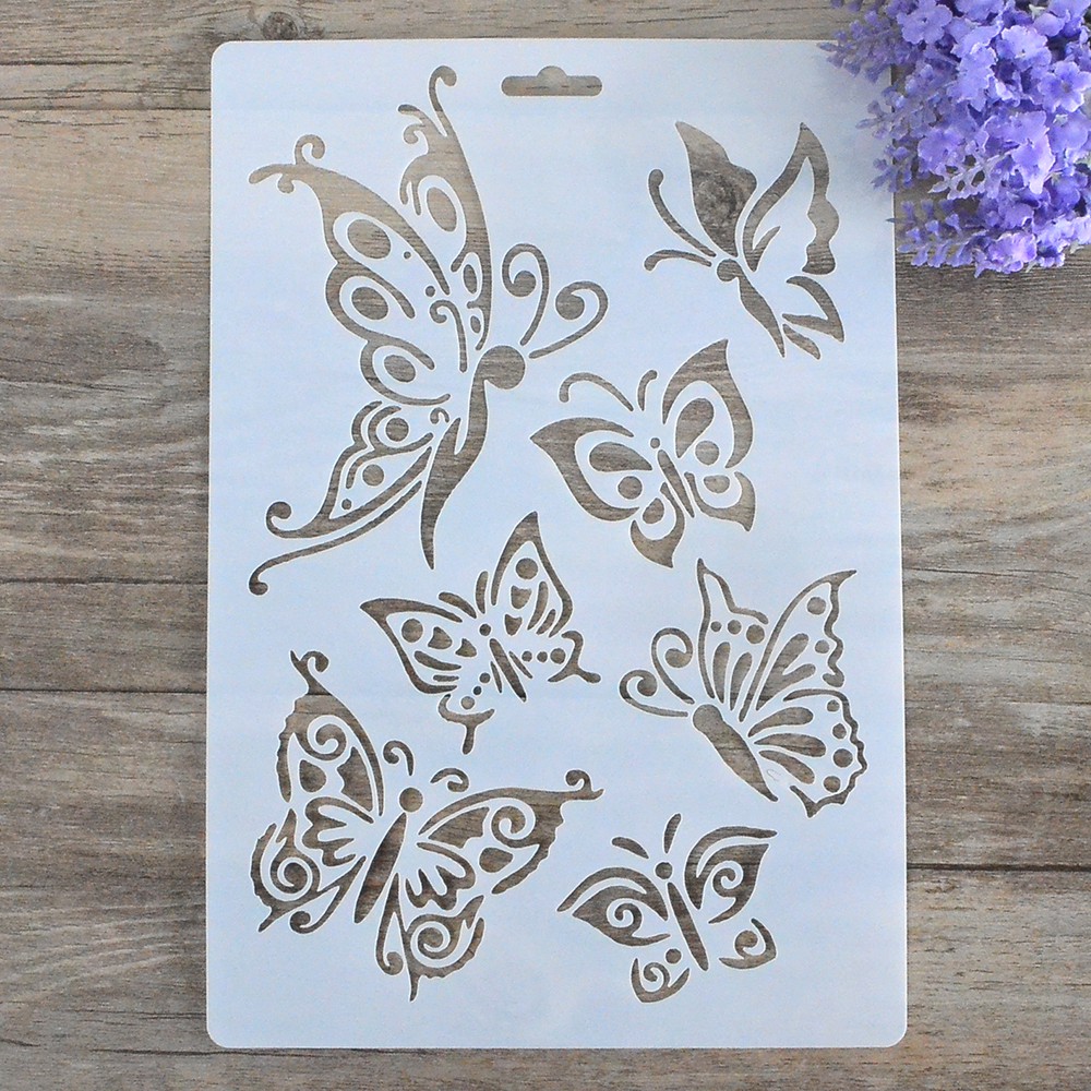 ผีเสื้อ DIY Craft Stencil สําหรับ Scrapbooking ภาพวาดอัลบั้มการ์ด Wall
