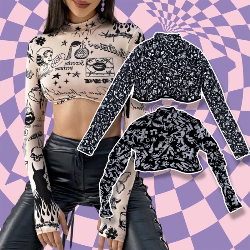 Y2K CROP TOP คอสูง**