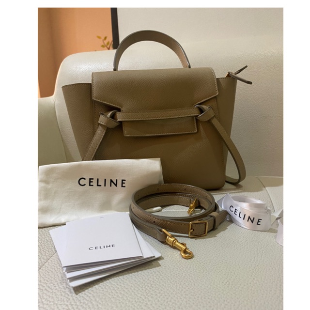 Used like new : Celine Nano Belt bag สี light taupe