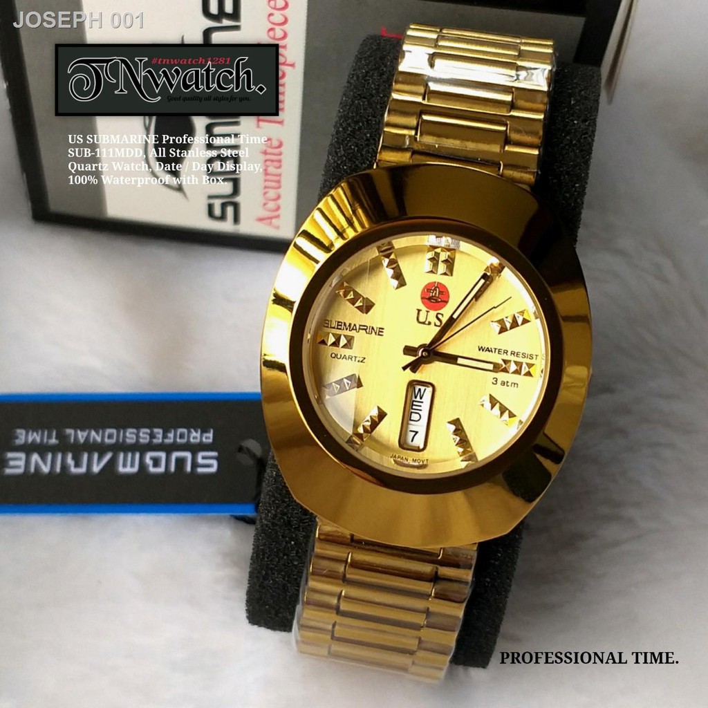 มีของพร้อมส่ง❤❤❀►US SUBMARINE Professionalรุ่น SUB-111MDนาฬิกาผู้ชาย นาฬิกาข้อมือระบบควอทซ์ STANLESS STEELแสดงวันที่ กั-