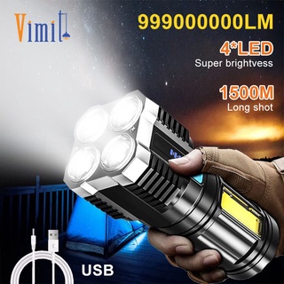 Vimite ไฟฉาย LED 4 หัว COB 4 โหมด ชาร์จ USB กันน้ํา สําหรับล่าสัตว์ ตั้งแคมป์