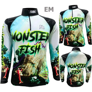 เสื้อตกปลา,ปั่นจักรยาน EM Monster Fish Polyester  ป้องกันแสง UV