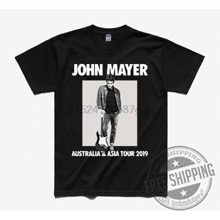 เสื้อยืดผ้าฝ้ายเสื้อยืดผ้าฝ้าย 100 % พิมพ์ลาย John mayer Tour 2019 Australia Asia สำหรับผู้ชาย