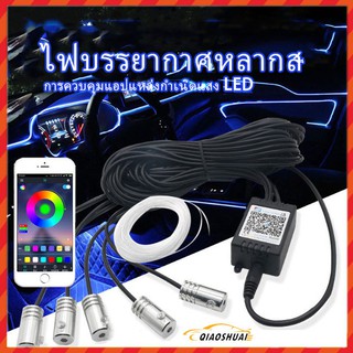 ไฟเบอร์ออปติคอล LED RGB ควบคุมด้วยแอปโทรศัพท์มือถือ บรรยากาศ สําหรับรถยนต์