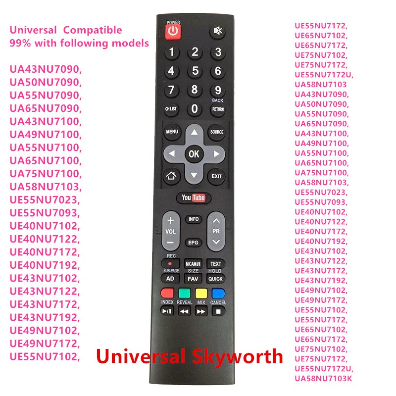 Skyworth สมาร์ททีวีรีโมทคอนโทรล Universal Skyworth Coocaa พร้อม Youtube APP HOF16J234GPD12 UA43NU709