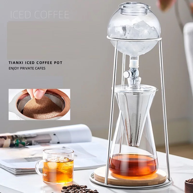 ดริปน้ำแข็งกาแฟทำมือ หม้อ วัสดุ: แก้ว น้ำแข็งน้ำหยดกาแฟเครื่องใช้ในครัวเรือนภาษาดัชคำกาแฟกาแฟหยดหม้อ Reusable แก้วเครื่อ
