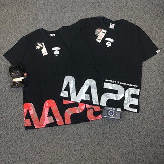 Aape UNVS เสื้อยืด โดย A BATHING APE สีดํา ด้านหน้า ABU และสีแดง ของแท้ พรีเมี่ยม BESTSELLER