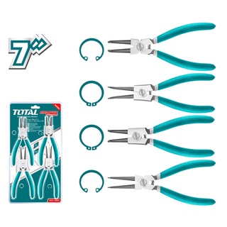 Total คีมหนีบ-ถ่าง 4 ตัวชุด ขนาด 7 นิ้ว รุ่น THT114041 ( Circlip Plier) - คีมหนีบแหวน คีมถ่างแหวน