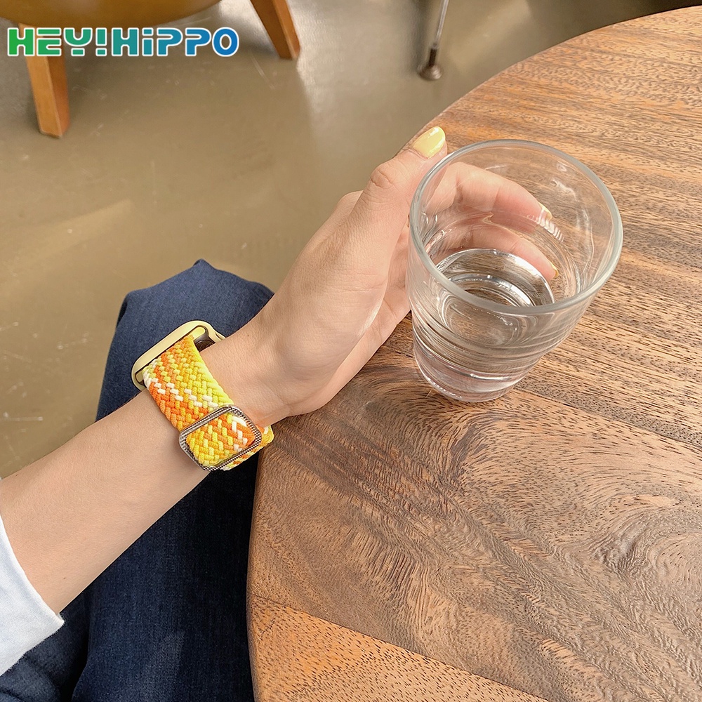 สายนาฬิกาข้อมือไนล่อน สีรุ้ง สามารถปรับได้ พร้อมเคส สําหรับ Watch Series 7 6 SE 5 4 3 2 1 watch 45 44 42 41 40 38 มม.