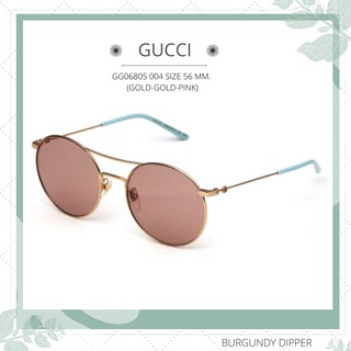 แว่นกันแดด GUCCI : GG0680S 004 SIZE 56 MM. (GOLD-GOLD-PINK)