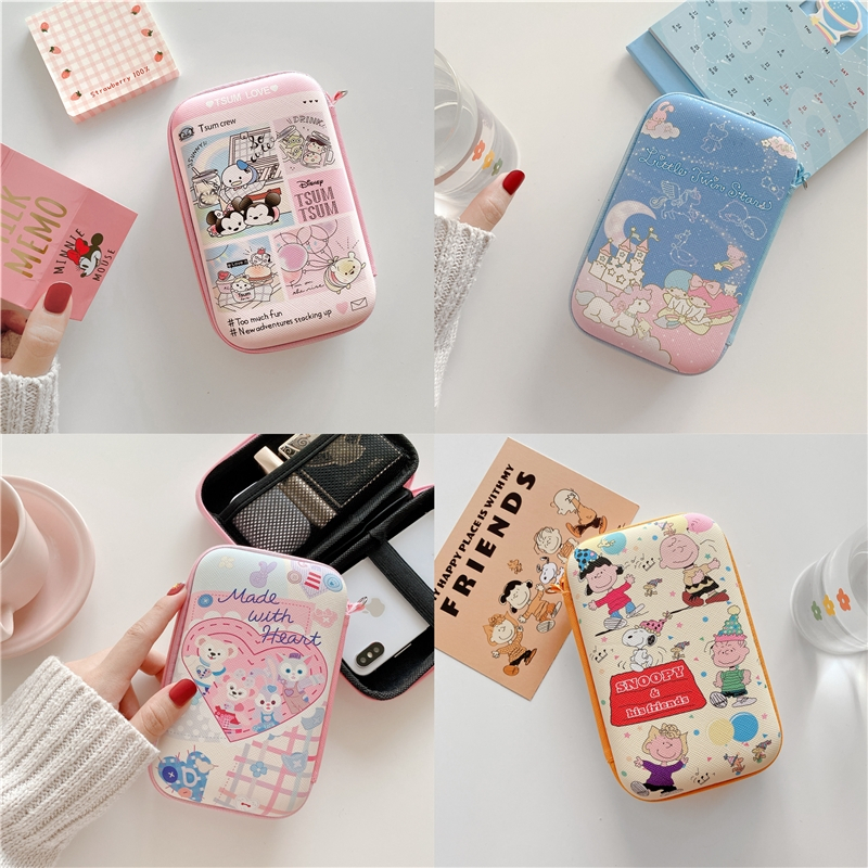 เกาหลีกระเป๋าซิปกระเป๋า Powerbank กล่องอิเล็กทรอนิกส์สายเคเบิลสำหรับใส่ HDD กระเป๋าฮาร์ดดิสก์ LittleTwinStars ของขวัญวันเกิดเด็ก Storage Bag