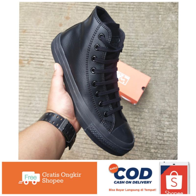 Converse 70s HIGH รองเท้าหนังรองเท้าผ้าใบสีดําเต็มรูปแบบผู้ชายถุงเท้าฟรี