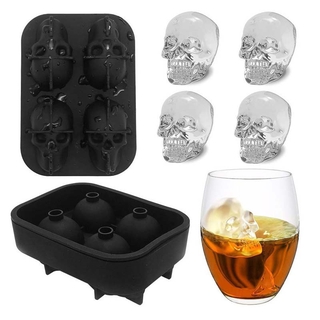 Skull Shape 3D Molds For Bars Party Ice Cube Four-in-one Silicone Skull Ice Cube Mold DIY Creative Black High Quality