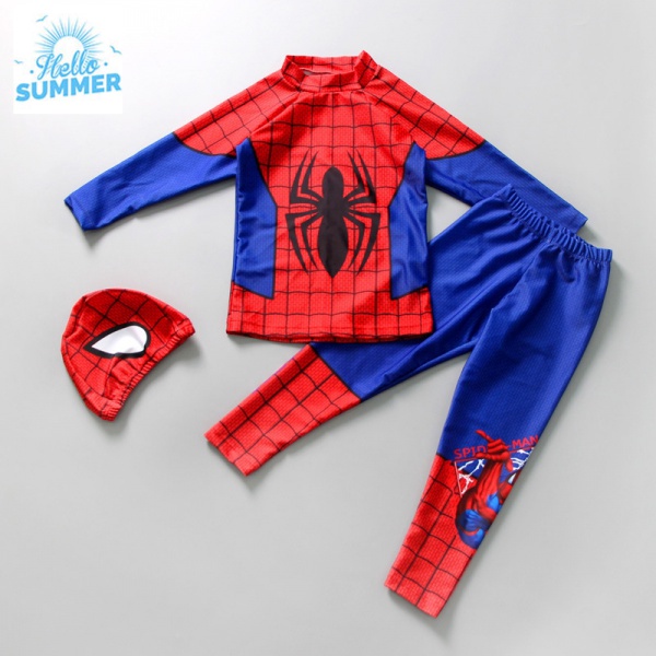 INS Hot Boy ชุดว่ายน้ํา Spiderman Split ชุดว่ายน้ํา Big Kid Boy 3-4 ปีกางเกงขายาวชุดว่ายน้ํา Quick-Drying ชุดว่ายน้ําเด็กชุดว่ายน้ําแขนยาวแขนยาว Swimsu