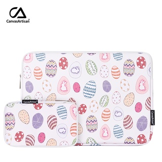 CanvasArtisan Cartoon Easter Egg Pattern Laptop Bag Set Waterproof Leather Cover for  Tablet Sleeve Case for  Air Pro 11/12/13/14/15 inch with Small Gadget Bag