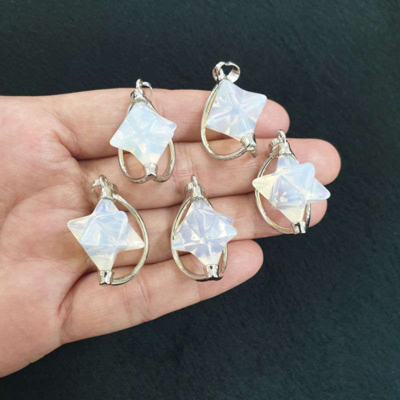 จี้หินเมอร์คาบา(Merkaba)เมอร์คะบา เมอร์คะบาห์หินโอปอลไลท์(Opalite)โอปอลล์หินสังเคราะห์ ชิ้นละ250