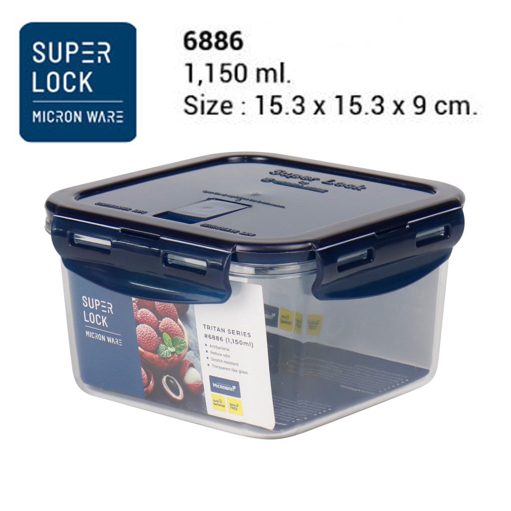 Super Lock รุ่น 6886 กล่องใส่อาหาร กล่องใสเนื้อดีเรียกเนื้อ Tritan ความจุ 1150 มล. ปราศจากสารก่อมะเร็ง (ไม่ใช่แก้ว)
