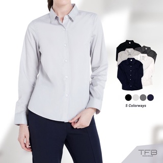 เสื้อเชิ้ตผู้หญิง แขนยาว สีเทาอ่อน TFB Workwear