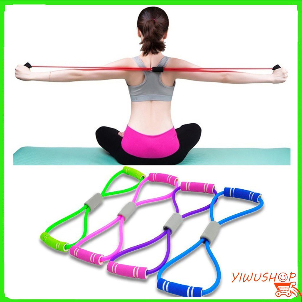 hd8z YIWUSHOP ปลีก/ส่ง เชือกยืดหยุ่น รูปทรง 8 สําหรับใช้ในการเล่นโยคะ ออกกําลังกาย