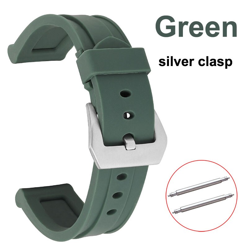 22mm 24mm 26mm Silicone Watch Strap Replacement Rubber Watch Band Waterproof Wrist Sport Watchband Bracelet with connect Pins