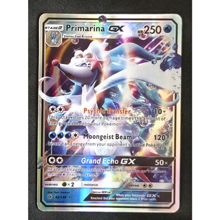 Primarina GX Card 42/149 อาชิเรเน่ Pokemon Card Gold Flash Light (Glossy) ภาษาอังกฤษ