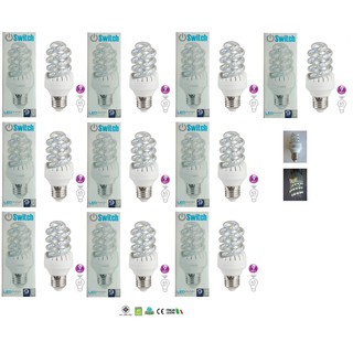 หลอดแอลอีดี ทรงเกลียว 9 วัตต์ ขั้ว E27 แสงเดย์ไลท์ (10หลอด)