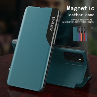 เคสหนังฝาพับ Smart View Window Flip Leather Phone Case for Samsung Galaxy Note 20 Ultra 5G S20 Plus Note 10 Plus Lite A81 kickstand magnetic business cover for S20Ultra Note20Ultra Magnetic Window Phone Case PU Leather Flip Cover