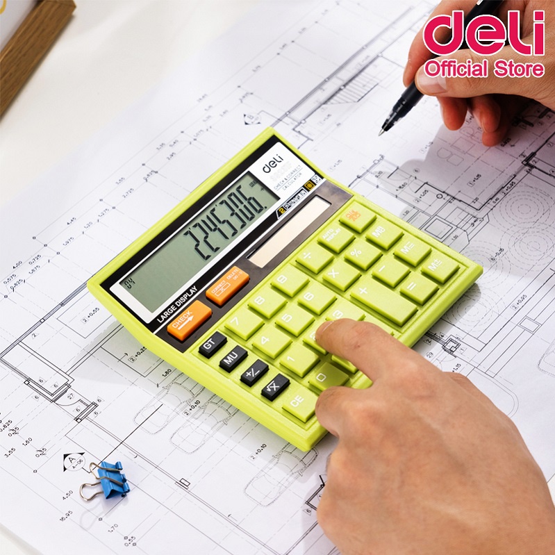 เครื่องคิดเลขแบบตั้งโต๊ะ 12 หลัก Deli เครื่องคิดเลข เครื่องคิดเลขจอใหญ่ รับประกัน 5 ปี อุปกรณ์สำนักงาน พร้อมส่ง