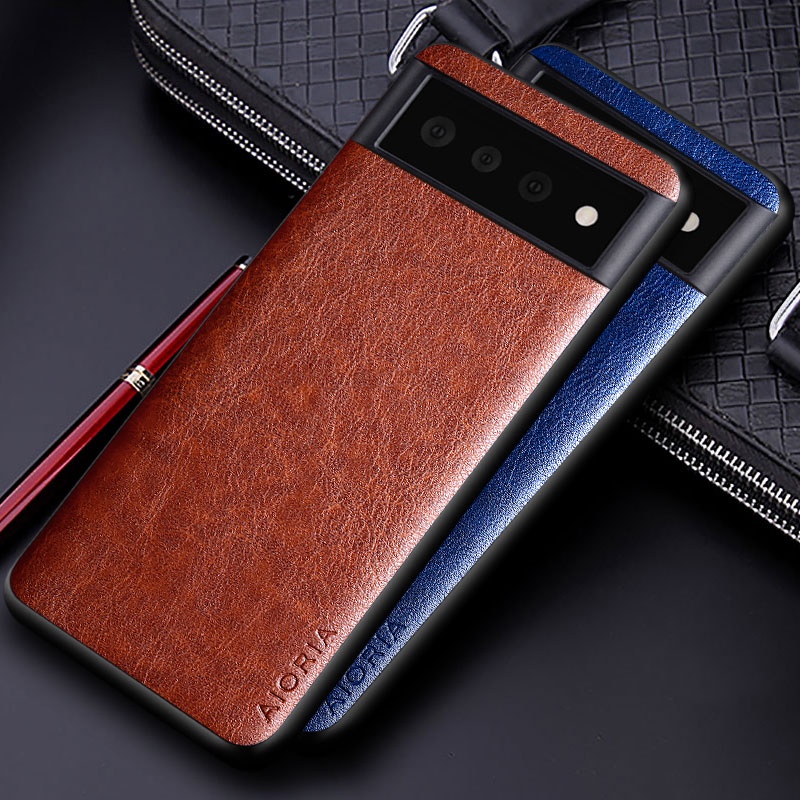 เคสหนัง PU หรูหราสําหรับ Google pixel 6 pro 6a oque พร้อมฝาครอบโทรศัพท์ออกแบบสีทึบธุรกิจ