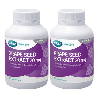 MEGA WECARE Grape Seed 60 Caps Pack of 2 PCS เมก้าวีแคร์ เกรฟซีท เมล็ดองุ่น 60 เม็ด แพ็ค 2 ชิ้น