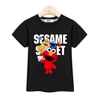 Elmo เสื้อยืดลายการ์ตูน Sesame Streetเสื้อผ้าถนนงา