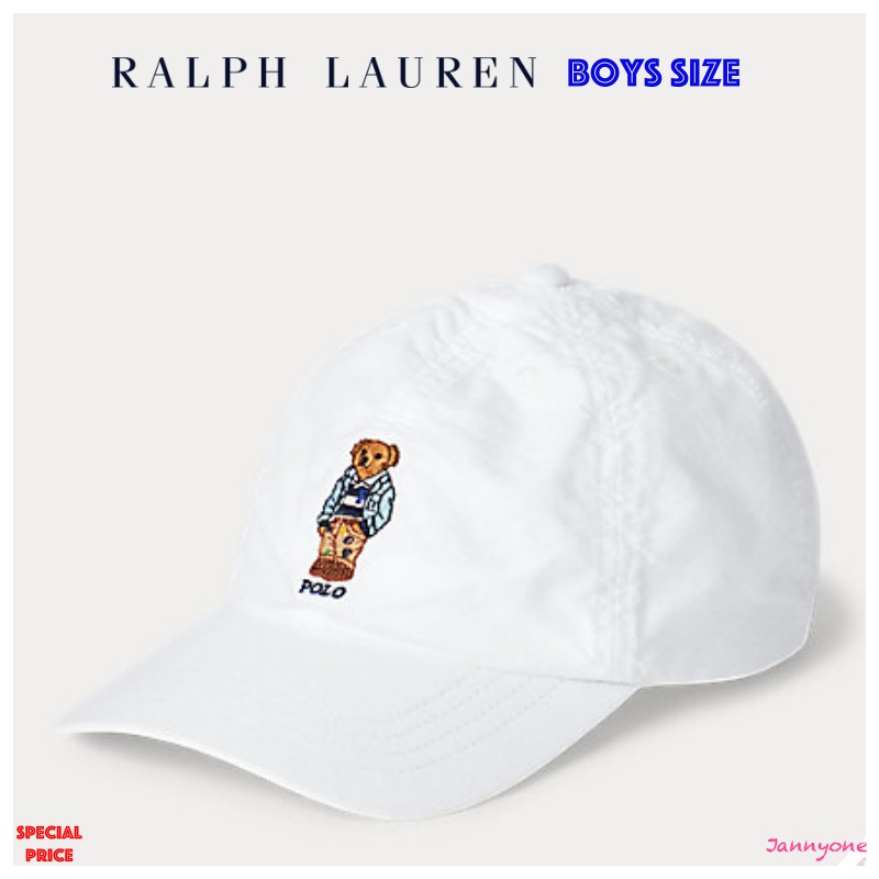 RALPH LAUREN BEAR COTTON OXFORD BALL CAP ( BOYS SIZE 8-20 YEARS )