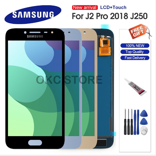 AMOLED จอแสดงผล LCD สําหรับ Samsung Galaxy J2 Pro 2018 J250 J250F จอแสดงผล LCD Touch Screen Digitize