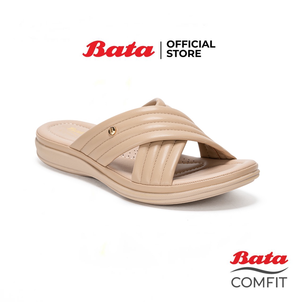 Bata Comfit บาจา คอมฟิต รองเท้าแตะแบบสวม ใส่ง่าย รองรับน้ำหนักเท้าได้ดี สูง 1 นิ้ว สำหรับผู้หญิง รุ่น Talon สีเบจ 6618634