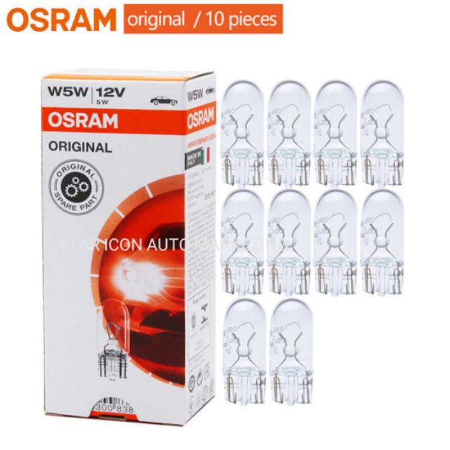 10 ชิ้น x OSRAM 2825 (4090) W5W 12V 5W W2.1X9.5d T10 หลอดไฟอัตโนมัติ (ผลิตในอิตาลี)