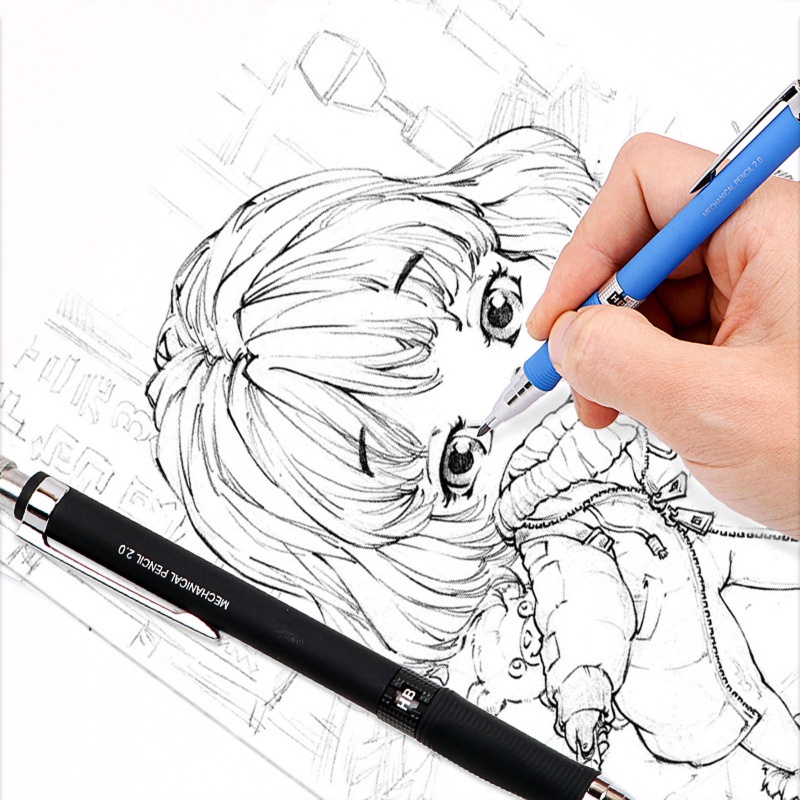 Amony Mechanical Pencils Set 2 0 มม. ดินสออัตโนมัติสําหรับ w Refills Office School Suppl