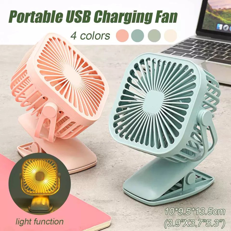 SALE พัดลมหนีบ พัดลมตั้งโต๊ะ มีแบตเตอรี่ในตัว ชาร์จUSB พกพาสะดวก ไฟ LED ชาร์จเพาเวอร์แบงค์ pc laptop