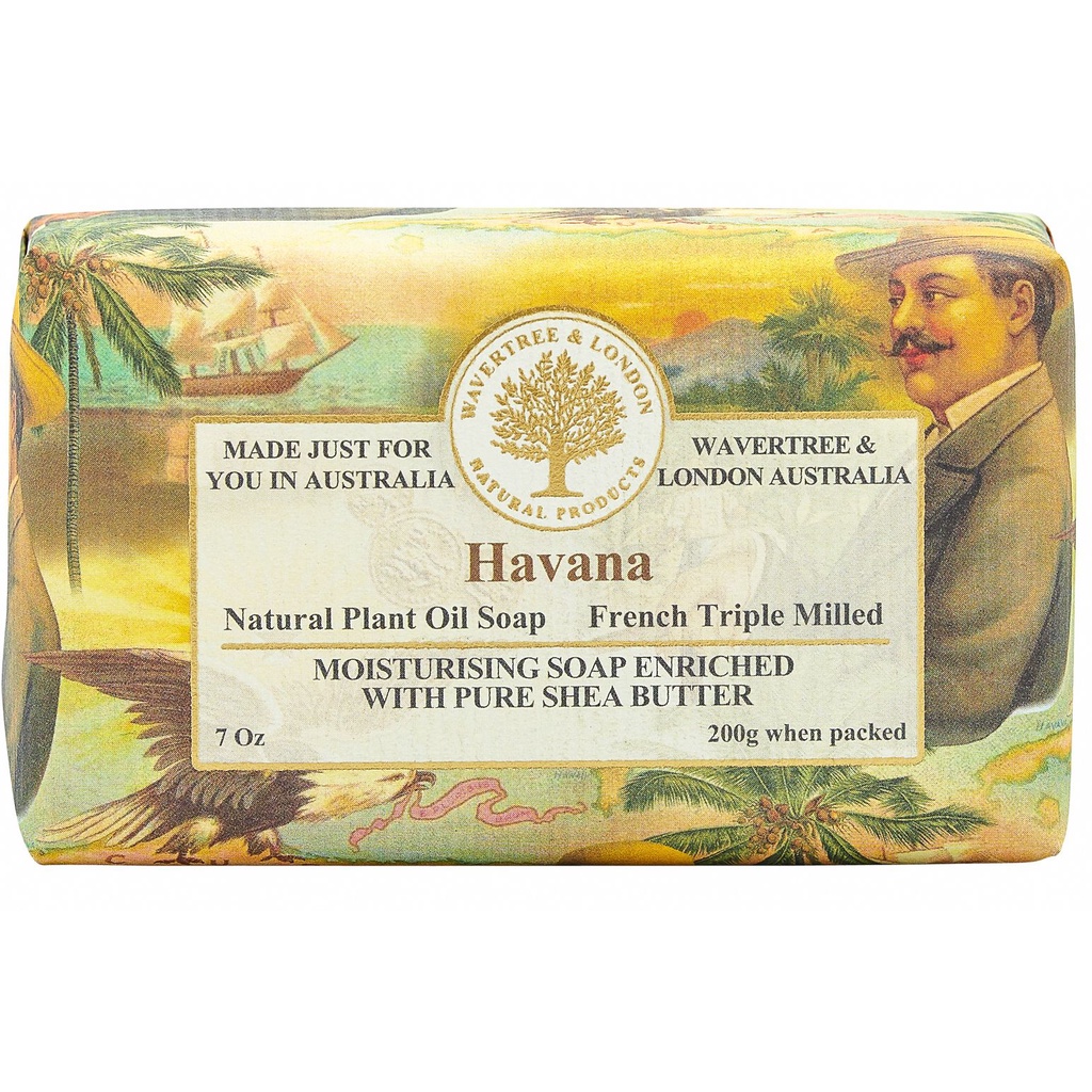 Wavertree & London Luxury Soap - Havana สบู่ออร์แกนิค (เมืองฮาวานา กลิ่นยาสูบคิวบา, มะกรูดคาร์ริเบียน, โกโก้) (200g)