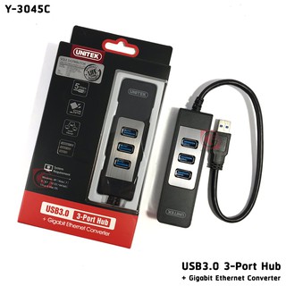 UNITEK USB3.0 3-Port Hub + Gigabit Ethernet Converter Y-3045C ประกัน 2 ปี