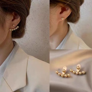 S925 เข็มเงิน ต่างหูทรงเรขาคณิต แบบสองสวม ต่างหูบุคลิกภาพหญิงS925 Silver Needle, a two-wear simple geometric earrings