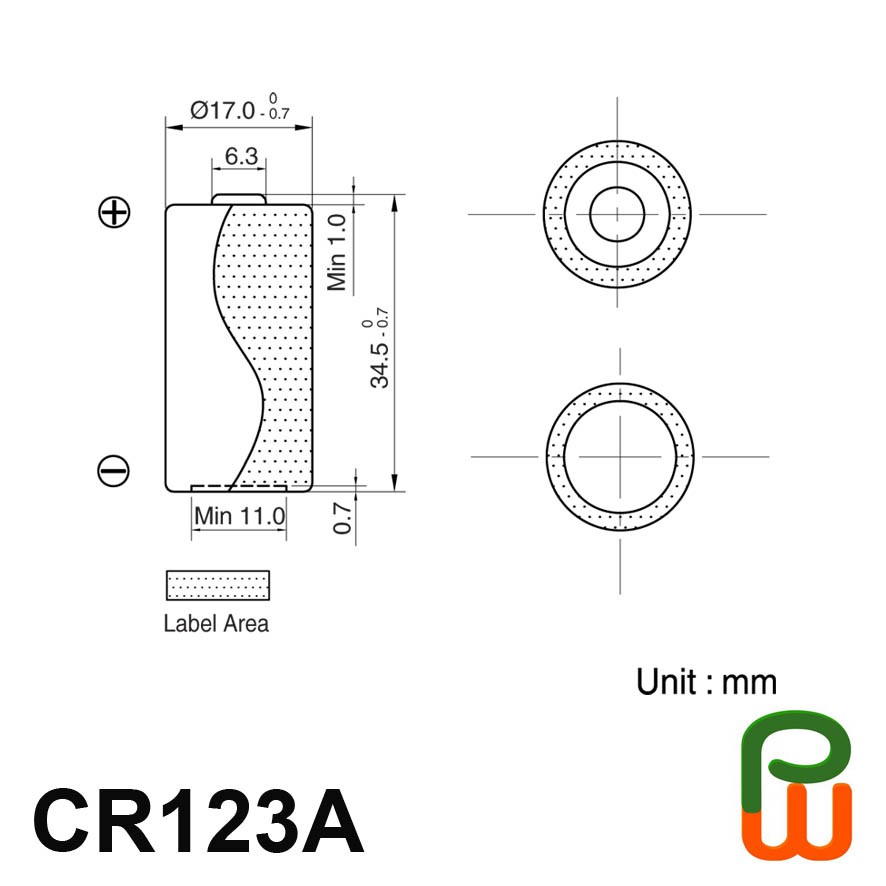 ถ่าน CR123A, GP Lithium Battery Pro CR123A, 3V