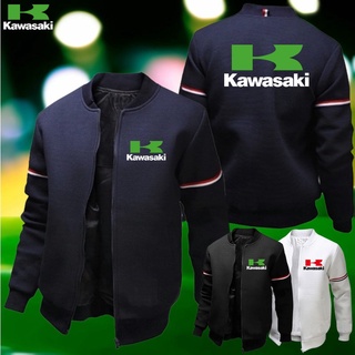 เสื้อแจ็กเก็ตเบสบอล ลายโลโก้รถจักรยานยนต์ Ninja Racing Kawasaki แฟชั่นฤดูใบไม้ผลิ และฤดูหนาว สําหรับผู้ชาย