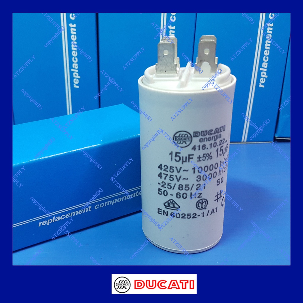 ATZshoponline แท้ % DUCATI 15 uf ค่าตรง นิ่ง 425 450 475 V CAP คาปา คาปาซิเตอร์ แคป ดูคาติ รัน กลม ปั๊มน้ำ แอร์ มอเตอร์